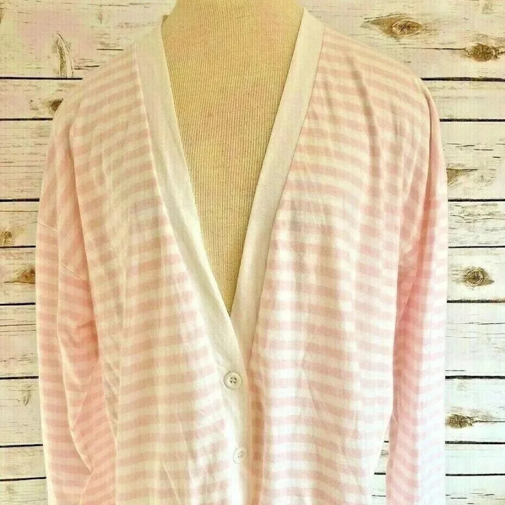 CURRENTS Women Long Sleeve Button Down Striped V-Neck Cardigan Top Size Medium